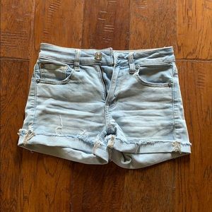 American Eagle stretch light wash denim shorts